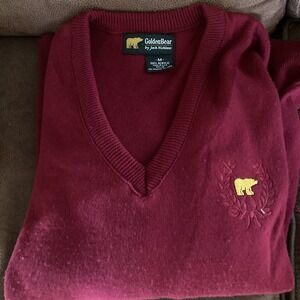 Golden Bear by Jack Nicklaus Mens Sweater Red Acrylic V-Neck Size M Made In USA
